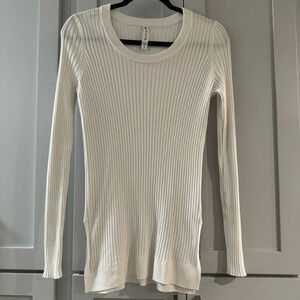 Athleta Lincoln Park scoop neck white ribbed sweater
